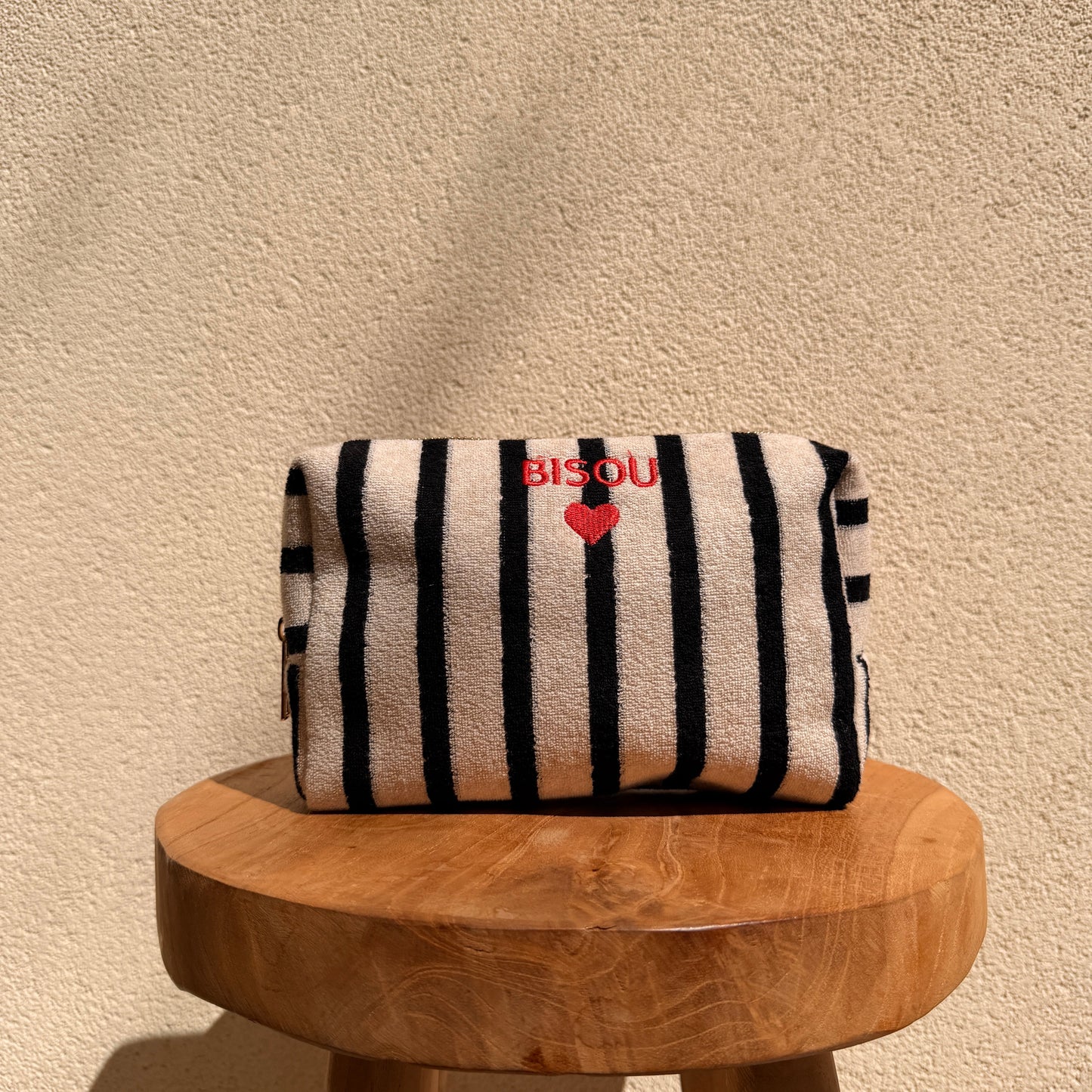 Trousse Rayée "Bisou"Noire