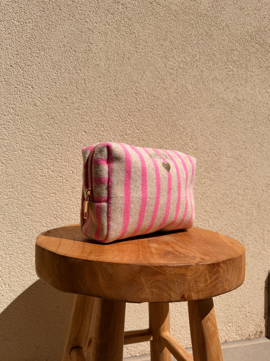 Trousse Rayée "Bisou"Noire (Copie)