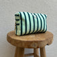 Trousse Rayée "Bisou"Verte