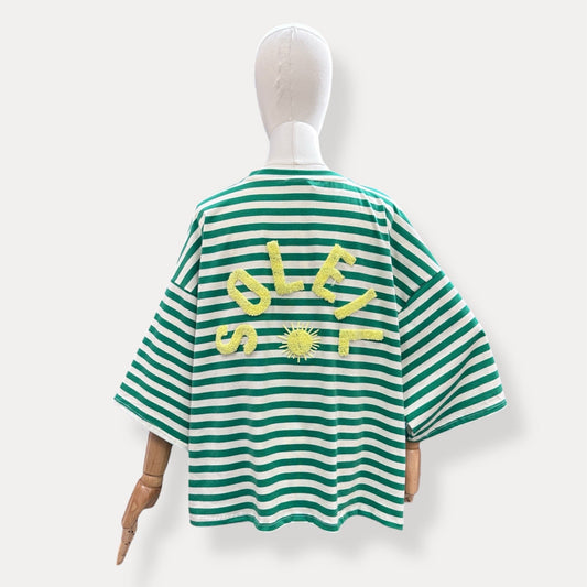 T-shirt Marinière "Soleil" – Coupe Oversize Vert
