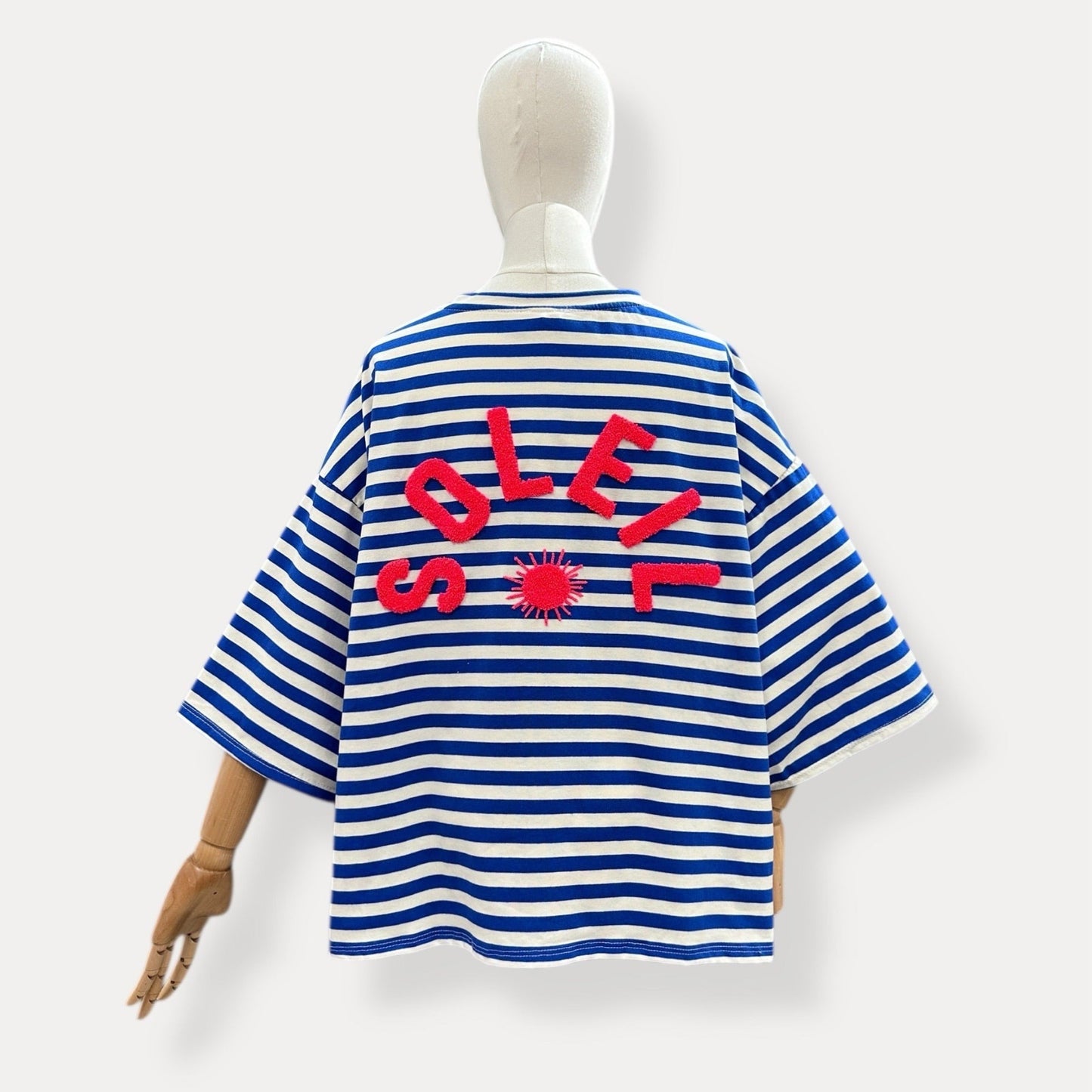 T-shirt Marinière "Soleil" – Coupe Oversize Bleu