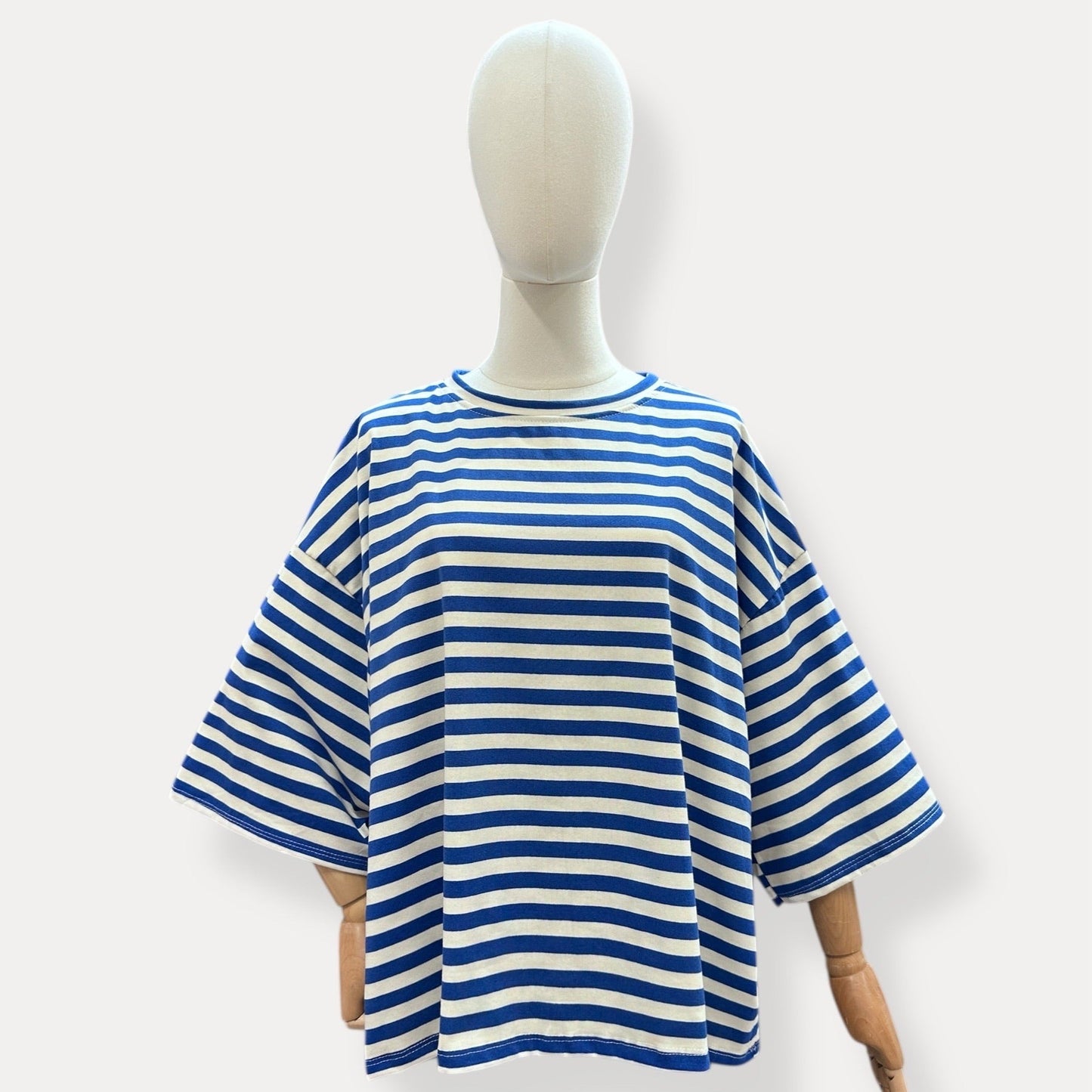 T-shirt Marinière "Soleil" – Coupe Oversize Bleu