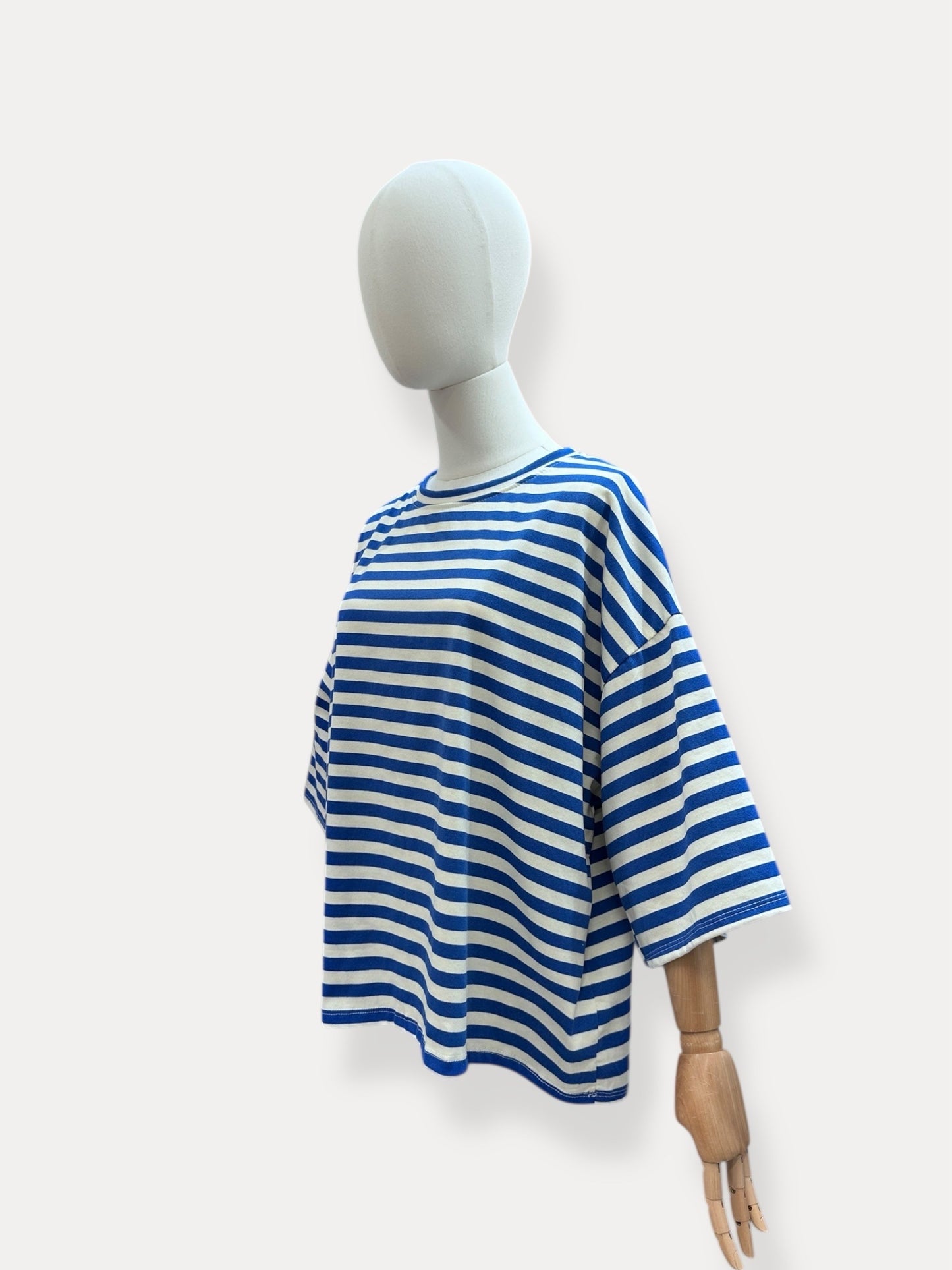 T-shirt Marinière "Soleil" – Coupe Oversize Bleu