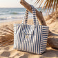 👜 Sac de plage 100% coton rayé Bleu