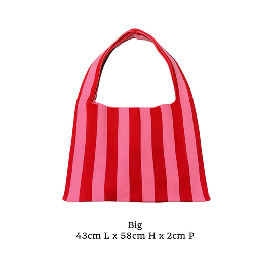 Tote bag rayé rose & rouge