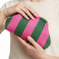 Pochette rayée rose & verte