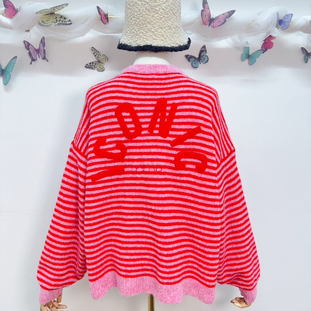 Pull marinière oversiz"ICONIC"FUSHIA ROUGE