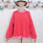 Pull marinière oversiz"ICONIC"FUSHIA ROUGE