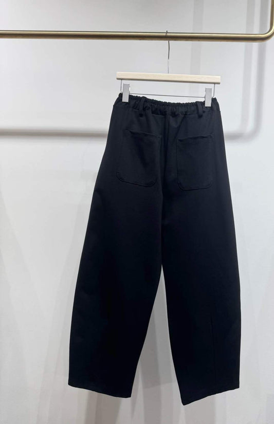 Pantalon large noir taille élastique