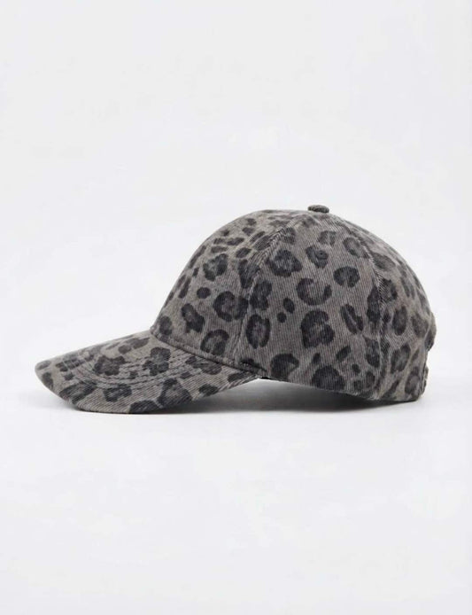 Casquette léopard grise en coton