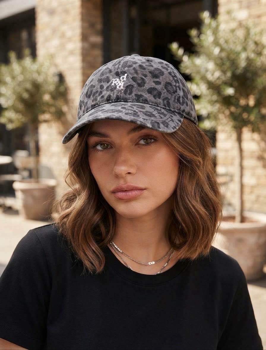 Casquette léopard grise en coton