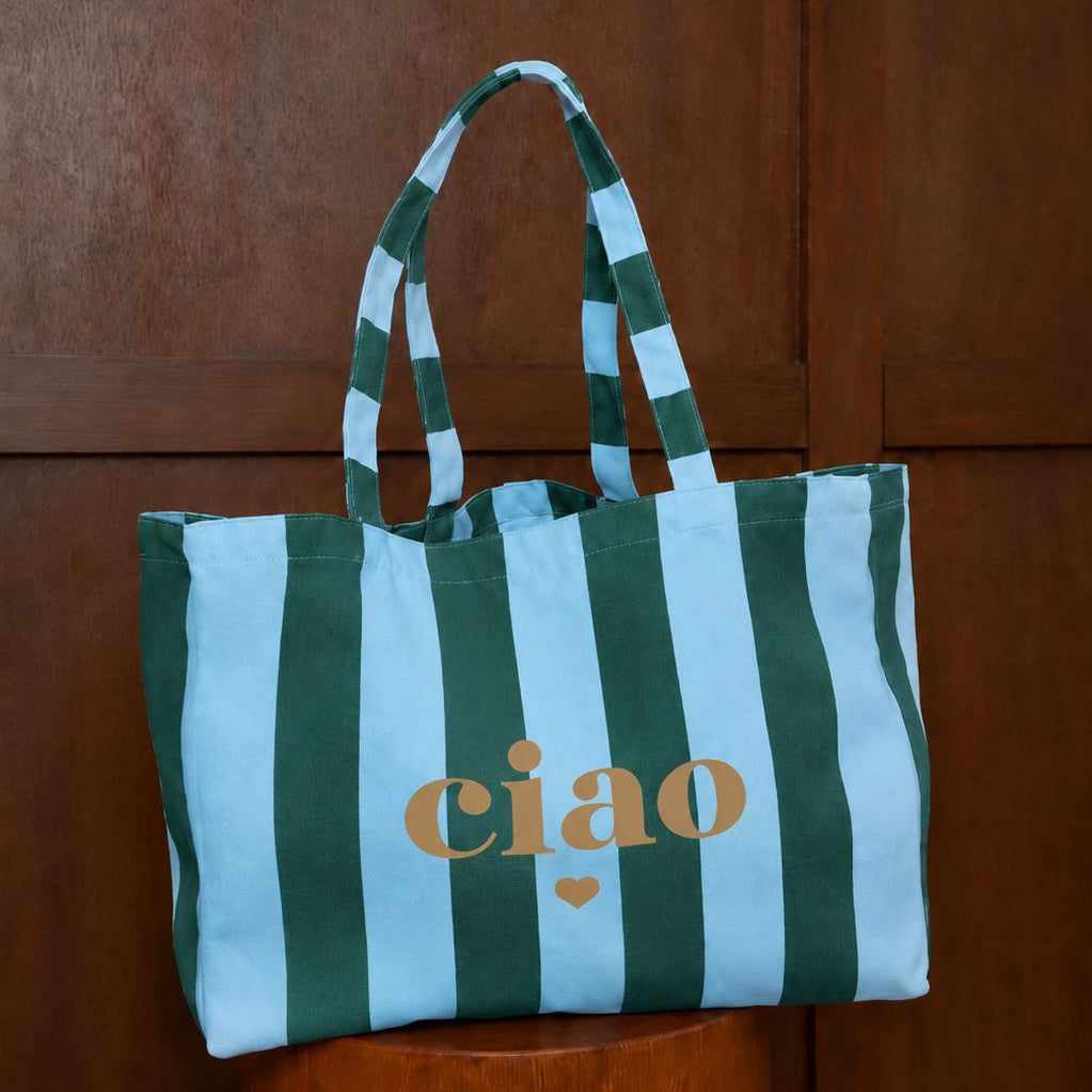 Tote bag rayé « Ciao »
