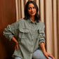 Veste chemise  kaki en coton à broderie dos