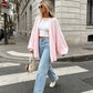 Gilet oversize rose poudré