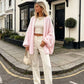 Gilet oversize rose poudré