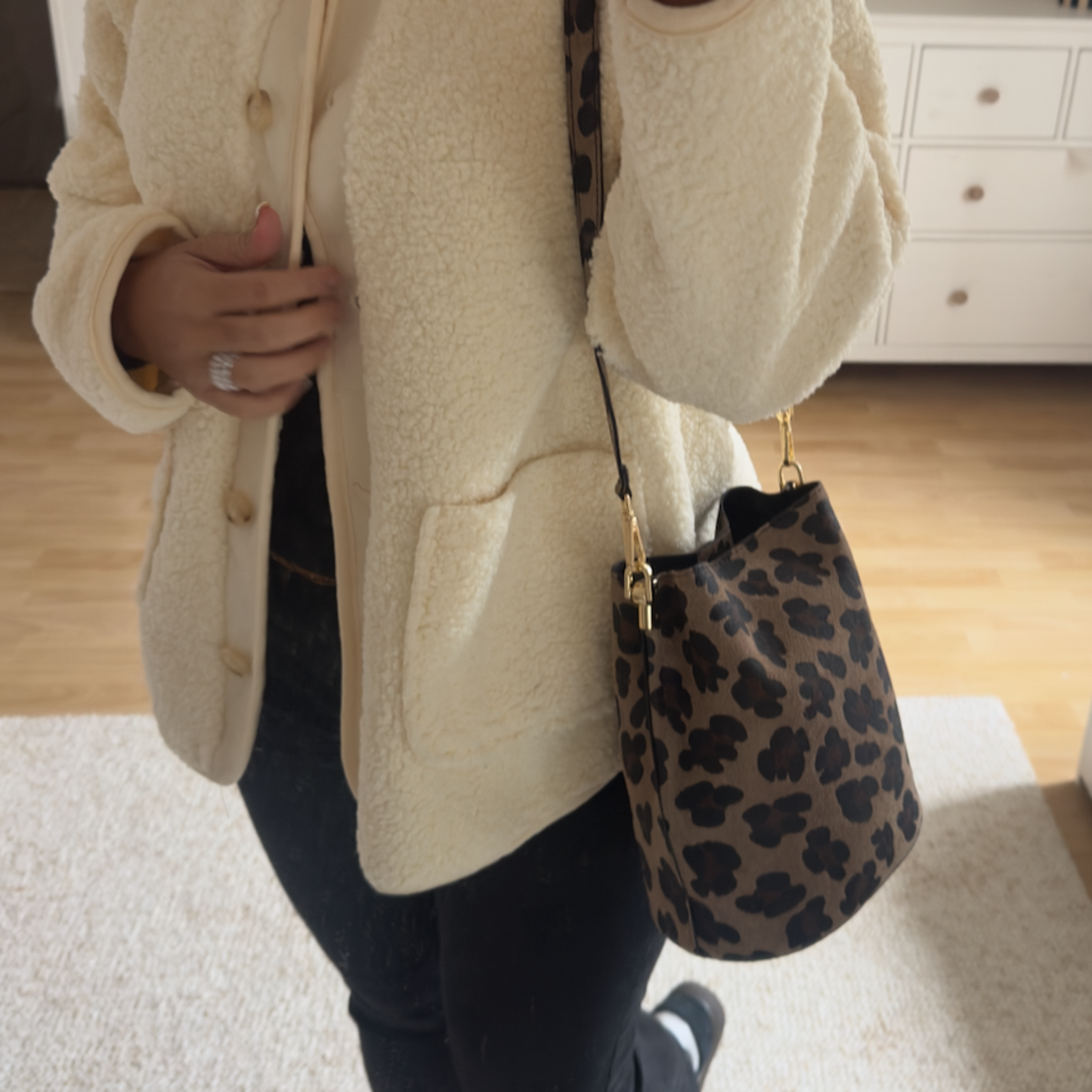 SAC SCEAU LEOPARD EN CUIR